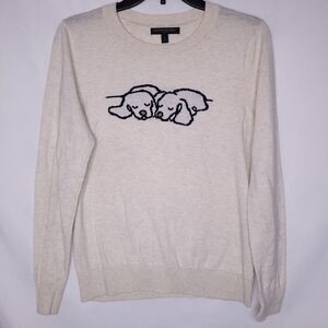 Banana Republic Sweater Womens Small Cream Dogs Sleeping